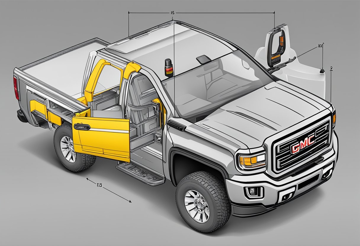 The GMC Sierra 2500's differential oil capacity is illustrated with a clear measurement of the oil level and a labeled oil reservoir