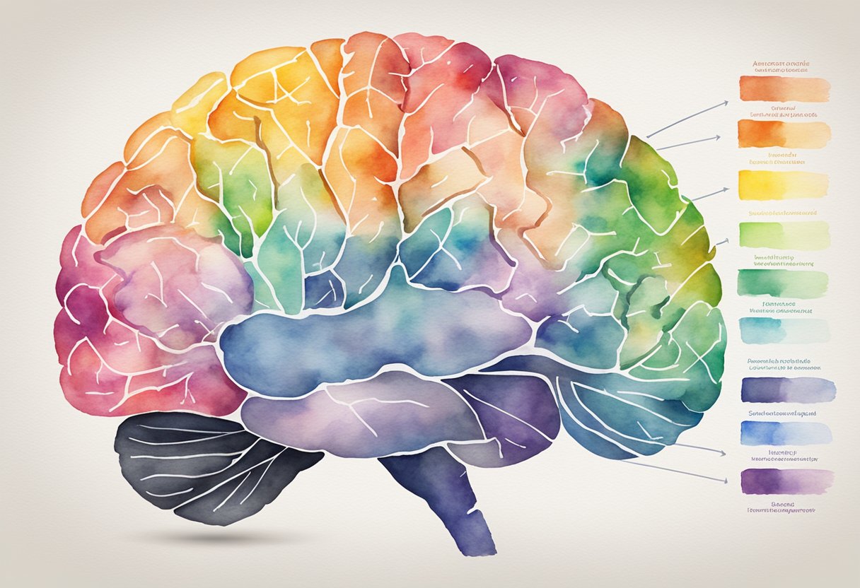 A colorful brain diagram (HBDI) and a chart (DISC) are displayed side by side, representing different assessment methodologies