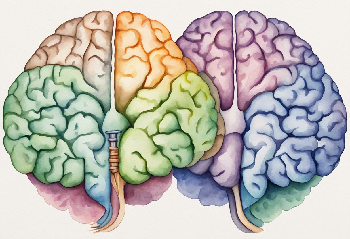 A brain with four quadrants labeled HBDI and DISC, connected by arrows, on a clean white background