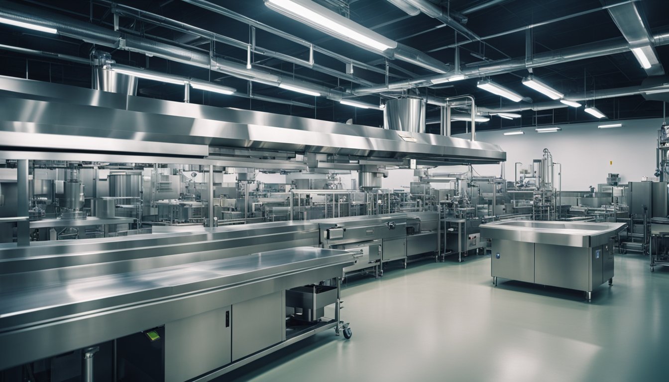 A food processing facility with efficient equipment layout and smooth workflow