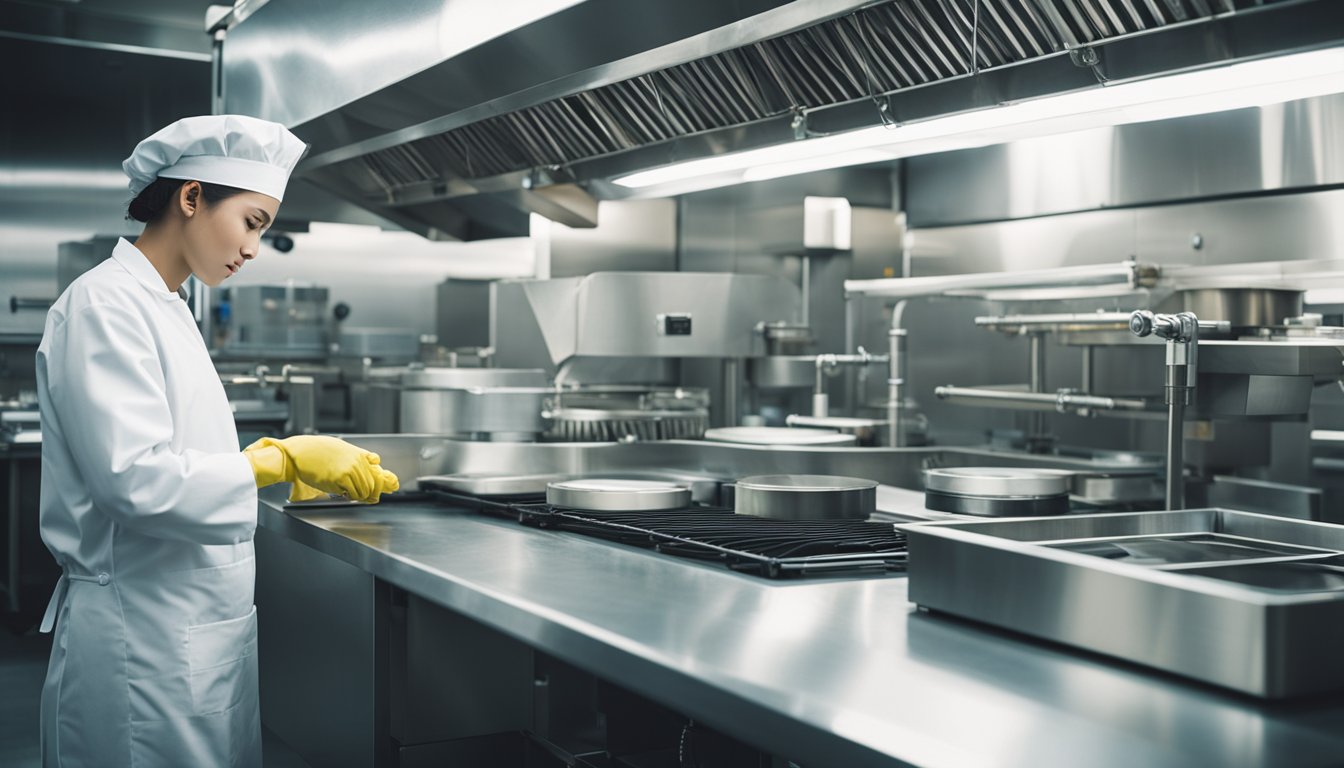 A clean and sanitary food industry equipment maintenance scene