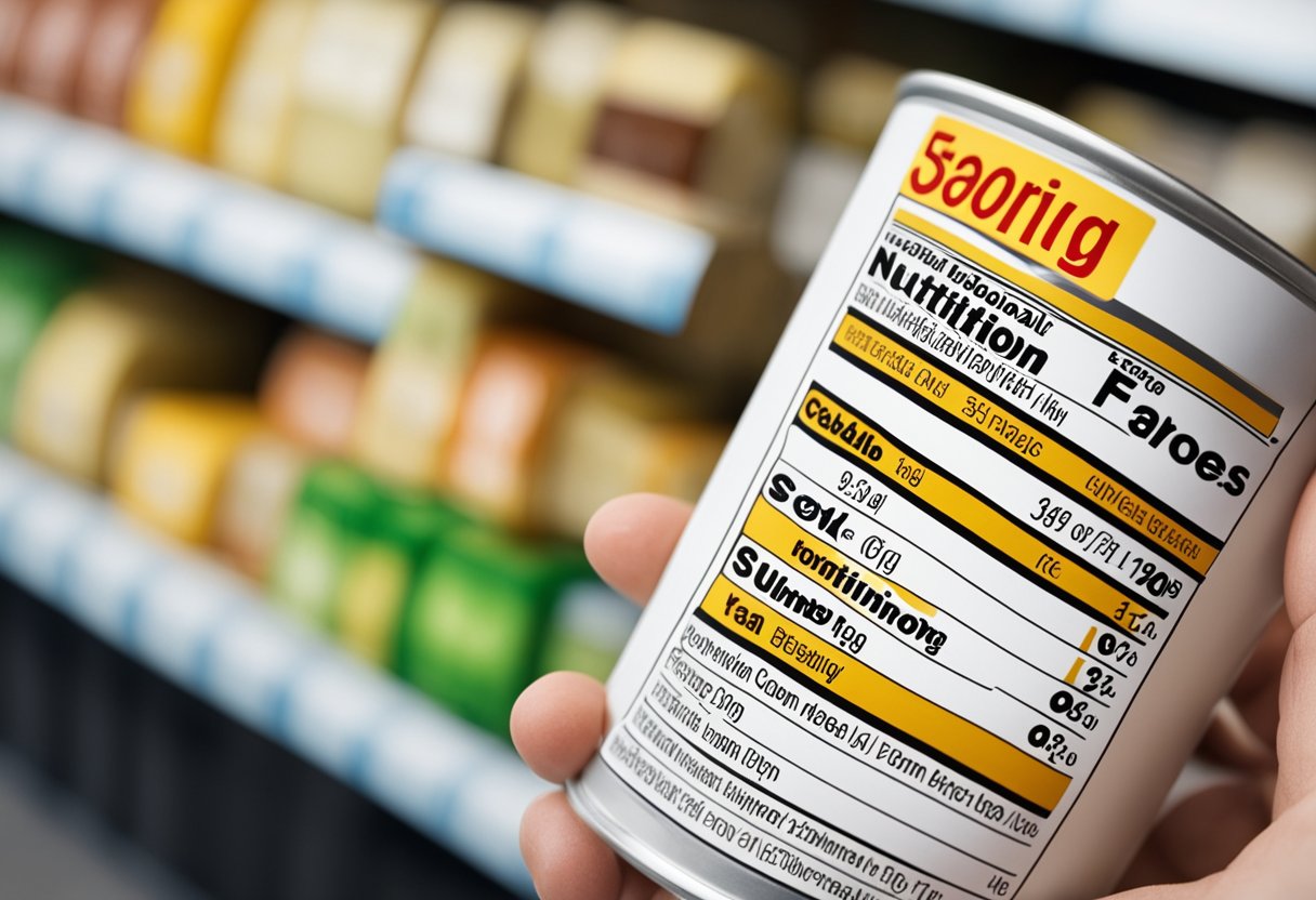 Importance of Reading Food Labels: A person holding a food product with a clear, easy-to-read label. The label includes nutritional information and serving sizes, emphasizing the importance of reading food labels for appetite control