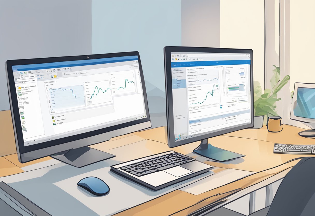 A computer screen displaying the Outlook signature settings with a cursor dragging and dropping the signature from one window to another