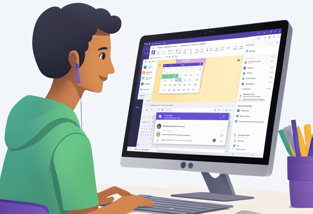 A computer screen displays an Outlook calendar with a meeting invite open. A cursor hovers over the "Microsoft Teams" button, indicating the action of removing it from the invite