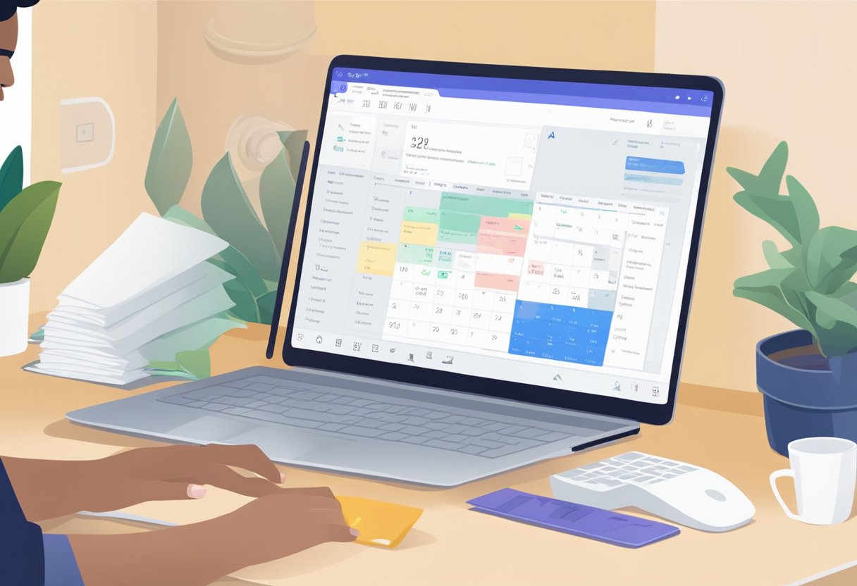 A computer screen with Outlook calendar open. A hand clicks on settings to stop receiving invites for another user