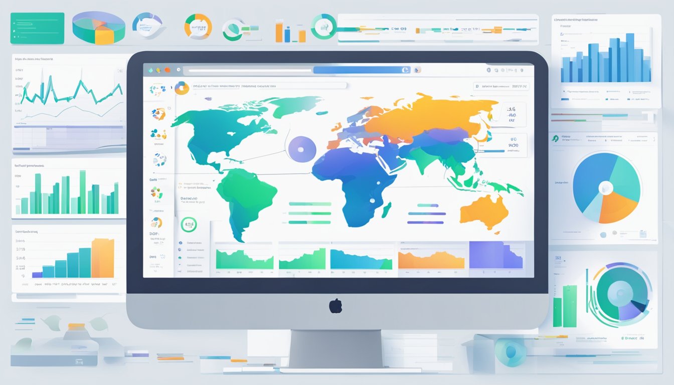 A computer screen displaying 15 Chrome SEO plugins for 2024. Charts and graphs illustrate technical analysis