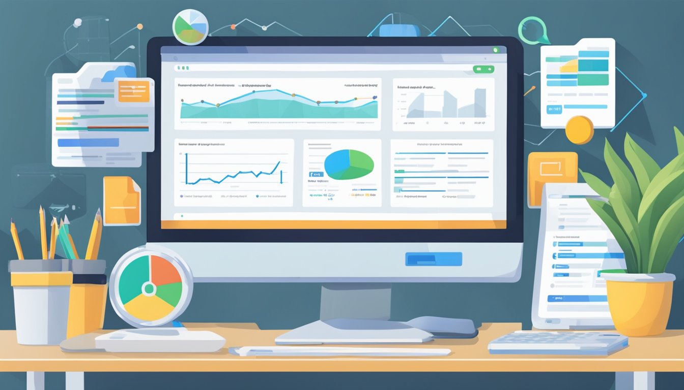 A computer screen displays "Monitoring and Analysis of Results: The Top 15 Chrome SEO Plugins of 2024."