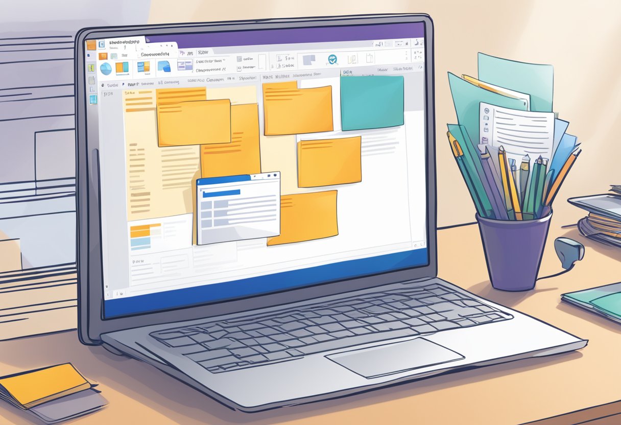 A computer screen with Outlook open, showing an email in the inbox, with folders visible in the sidebar for easy email management