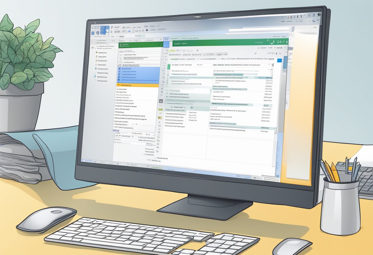 A computer screen displaying the Outlook interface with an email open, and a PDF conversion option highlighted