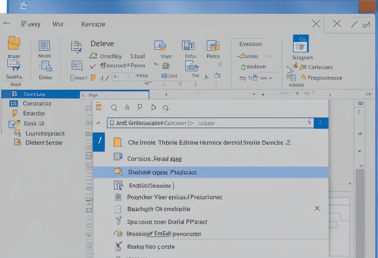 The backspace key in Outlook deletes the character to the left of the cursor. The interface shows an email open with the cursor positioned in the body of the email, ready to delete text