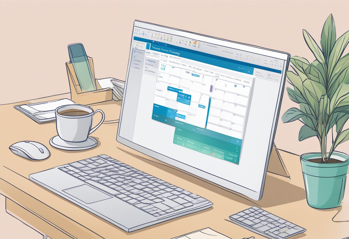 A computer screen with the Outlook calendar open, showing the option to add a birthday event. A mouse hovers over the "New" button, ready to customize the event details