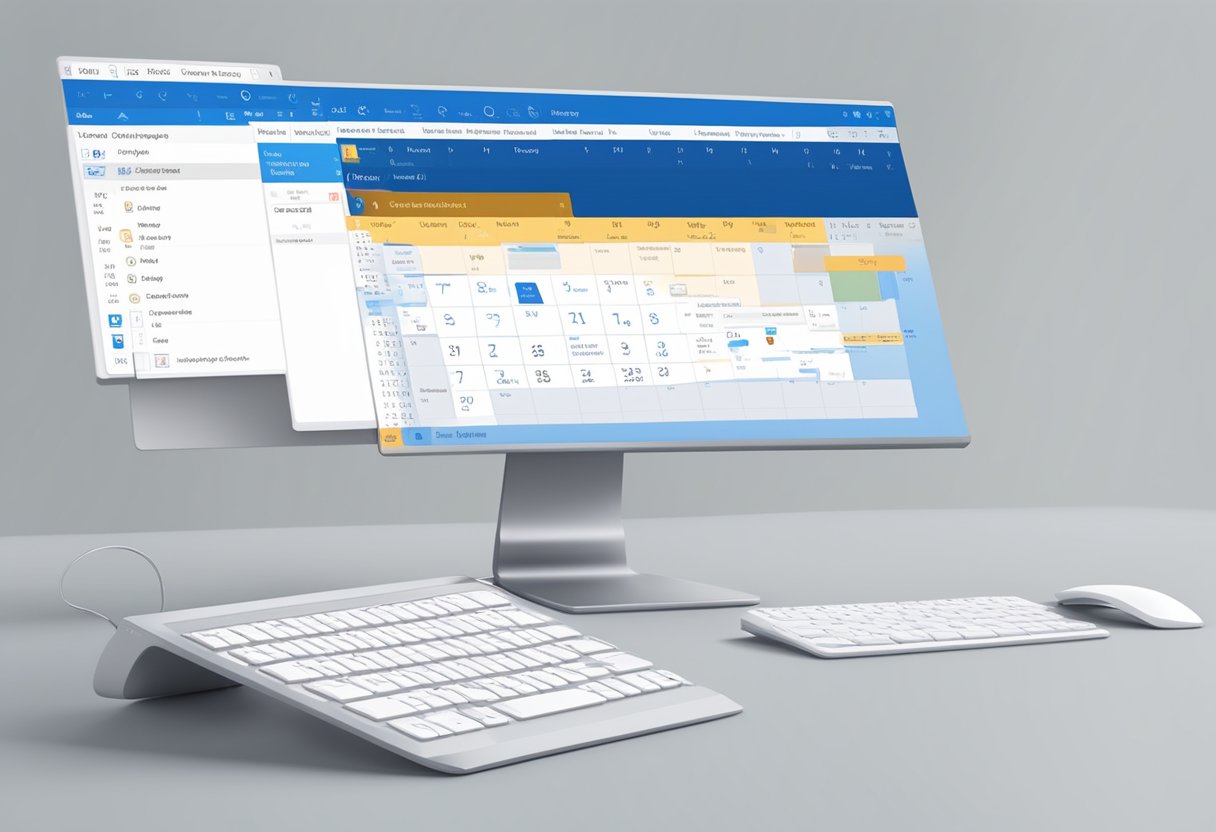 A computer screen displaying an Outlook calendar with a highlighted appointment. A cursor hovers over the appointment, revealing the creation date in a pop-up tooltip