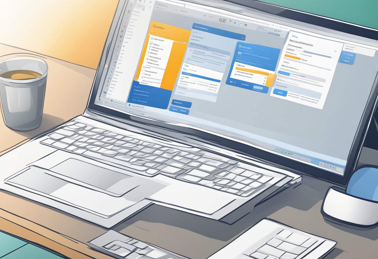 A computer screen displaying Outlook interface with options to create and delete email templates