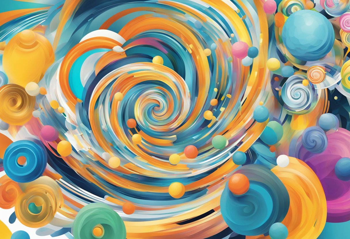 Various subjects, represented by objects, swirl together in a dynamic mix, sparking bright ideas and critical thinking