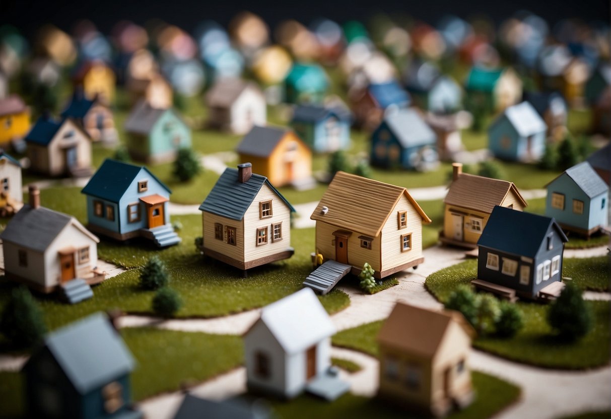 What States Are Tiny Houses Illegal In? A Comprehensive Guide 2 Tiny houses in various states, some illegal. Show map with labeled states and tiny houses, some crossed out