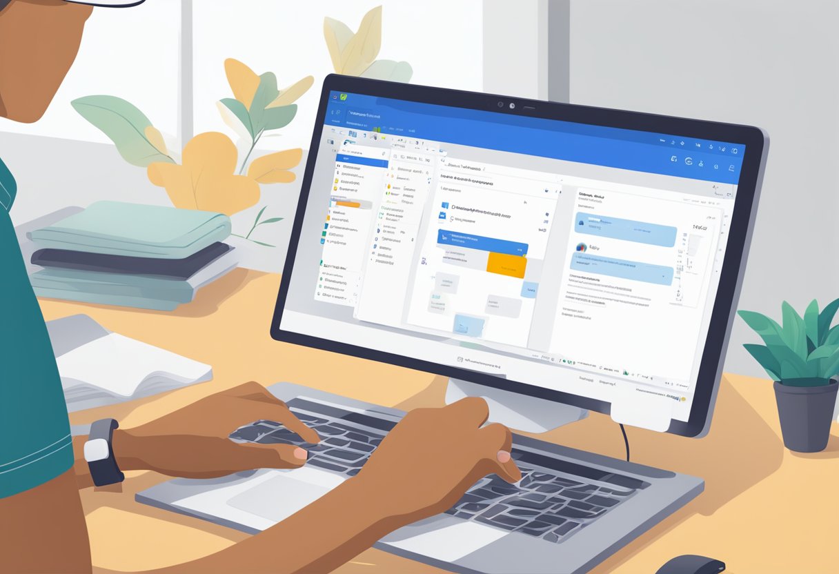 A computer screen displaying the Outlook interface with an email open, showing the reply and forward functions. An attachment icon is highlighted, indicating the option to reply all with attachment