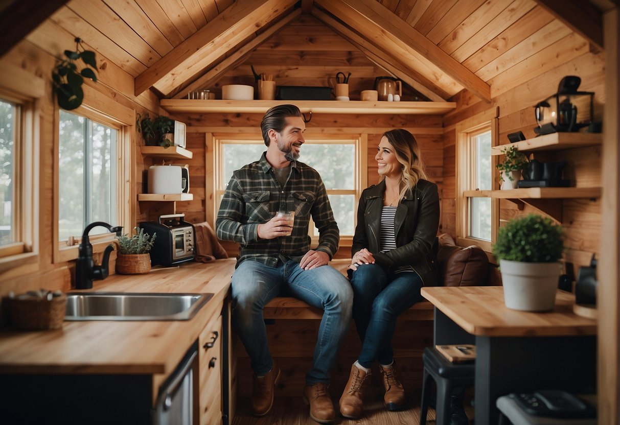 A couple hosts "Tiny House Nation" in a FAQ scene