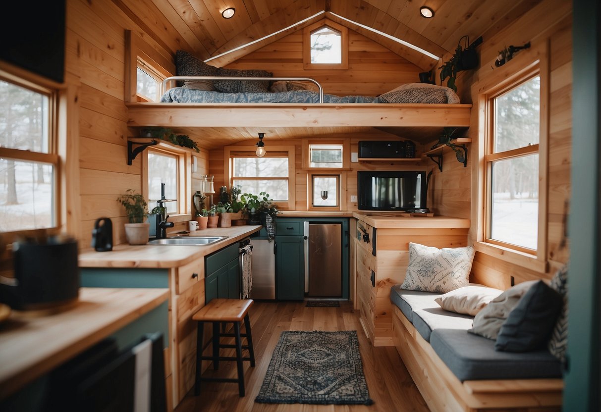 A cozy tiny house with personal touches, showcasing the behind-the-scenes life of a couple from Tiny House Nation