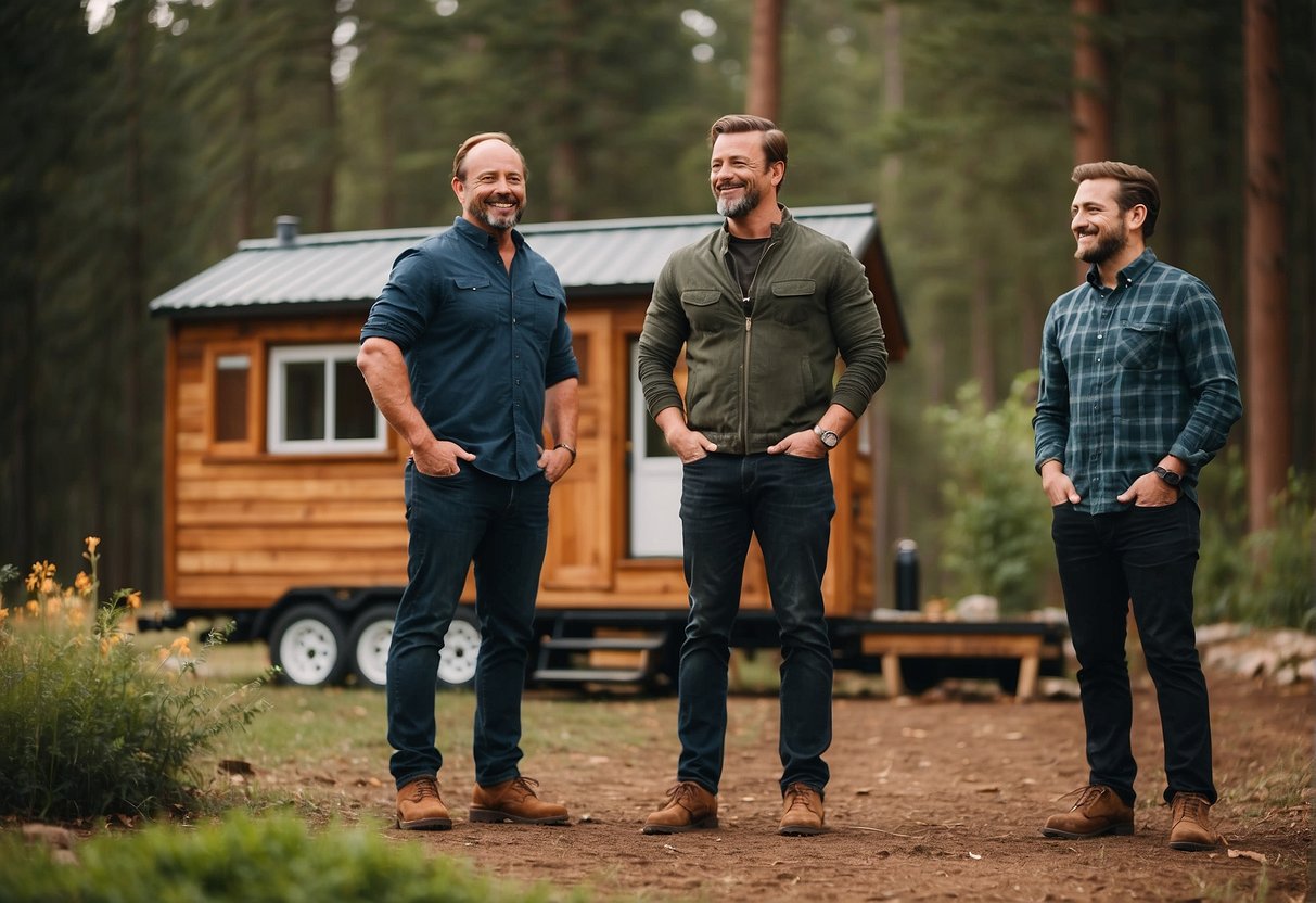 The tiny house nation guys stand together, answering FAQs