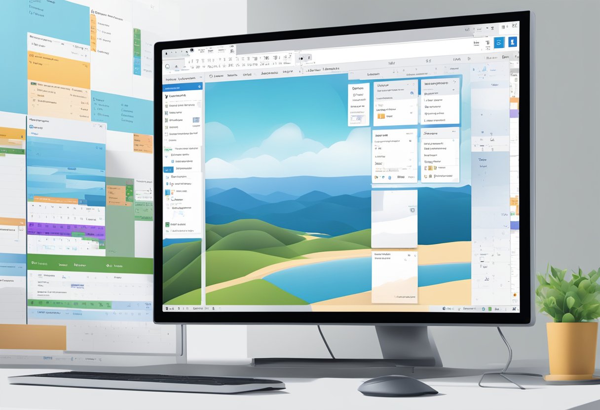 A computer screen showing the Zoom app open, with the Outlook calendar visible on the side for integration