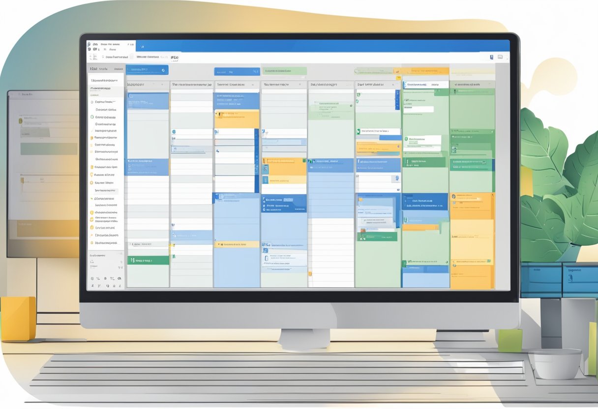 A computer screen with the Outlook calendar open, showing the process of setting up recurring meetings and changing meeting occurrences