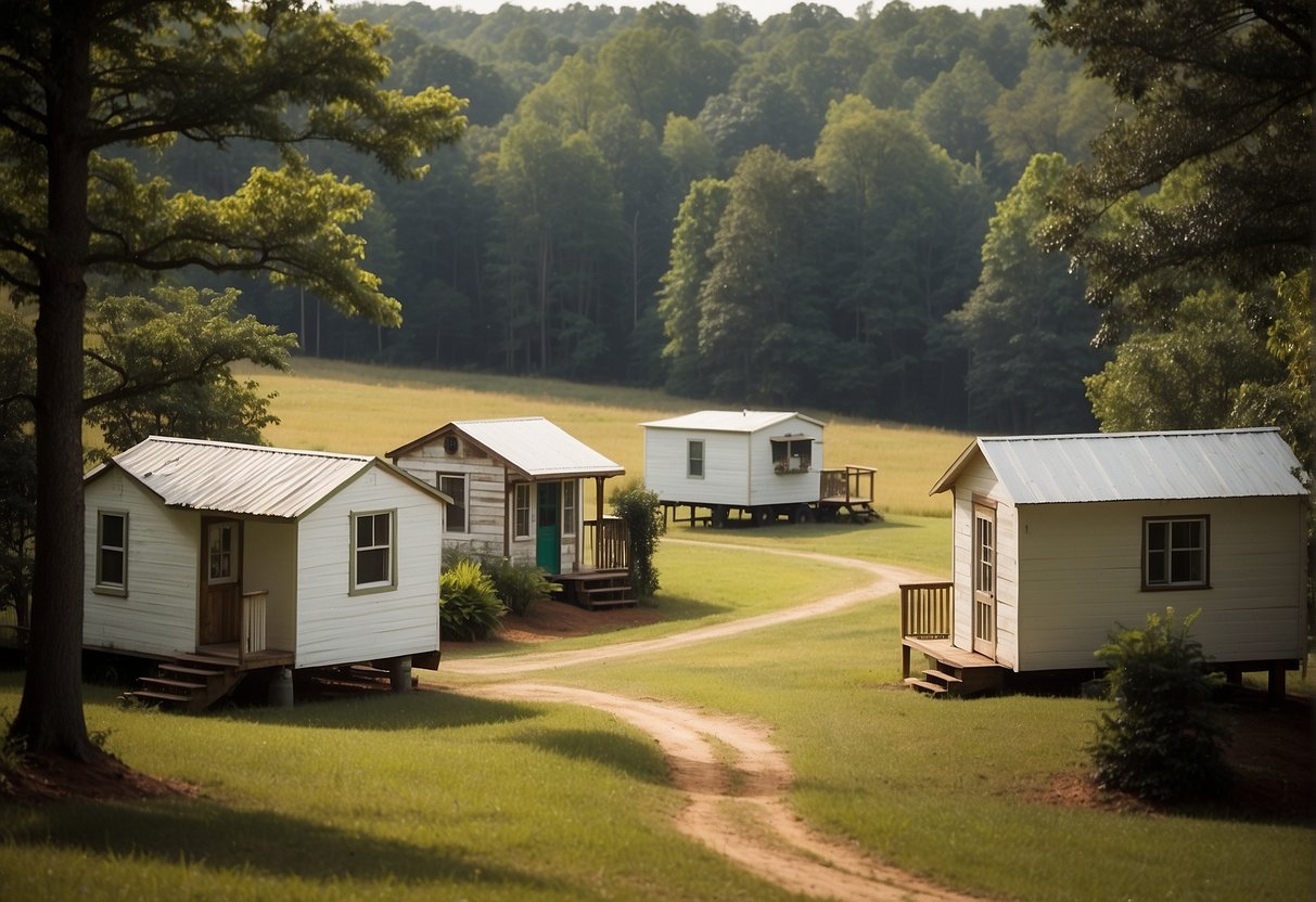 Tiny houses dot the landscape of rural Alabama, nestled among rolling hills and lush greenery, with their unique designs and cozy appeal