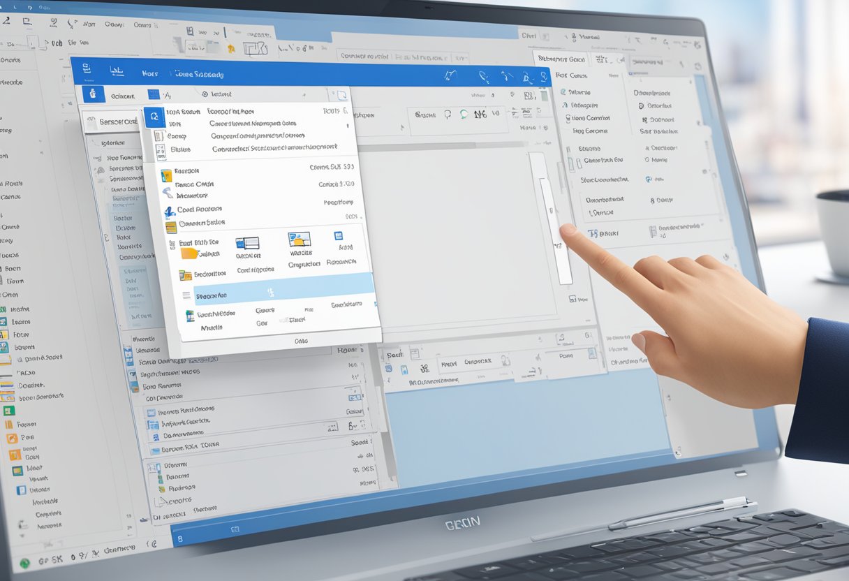 A computer screen displaying the new Outlook interface with a cursor hovering over the settings menu. The user is clicking on the option to turn off the new Outlook feature