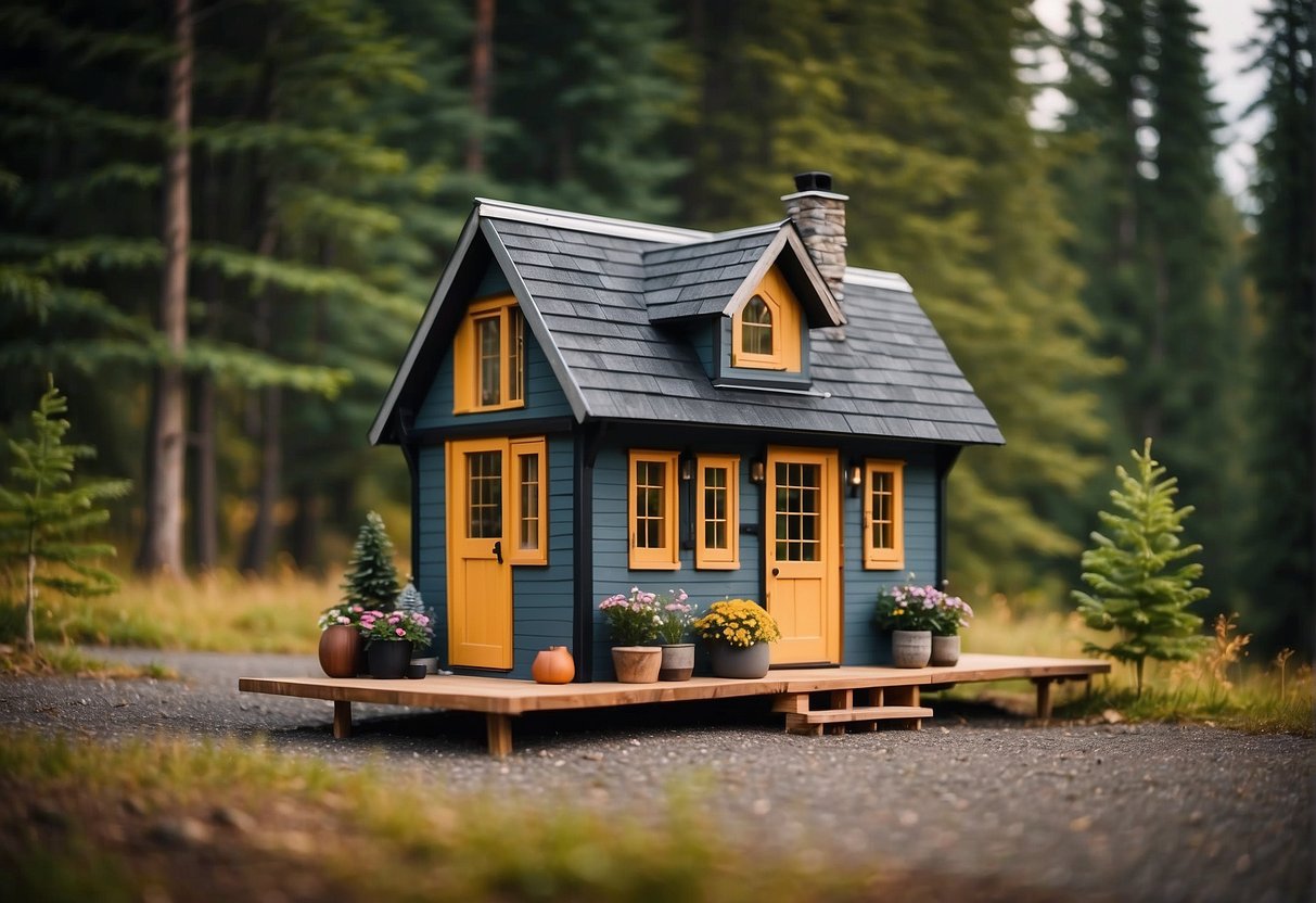 A tiny house sits nestled in a Canadian landscape, surrounded by trees and mountains. The design and construction are carefully considered, with efficient use of space and sustainable materials. The interior is cozy and welcoming, with all the necessary amenities for comfortable living