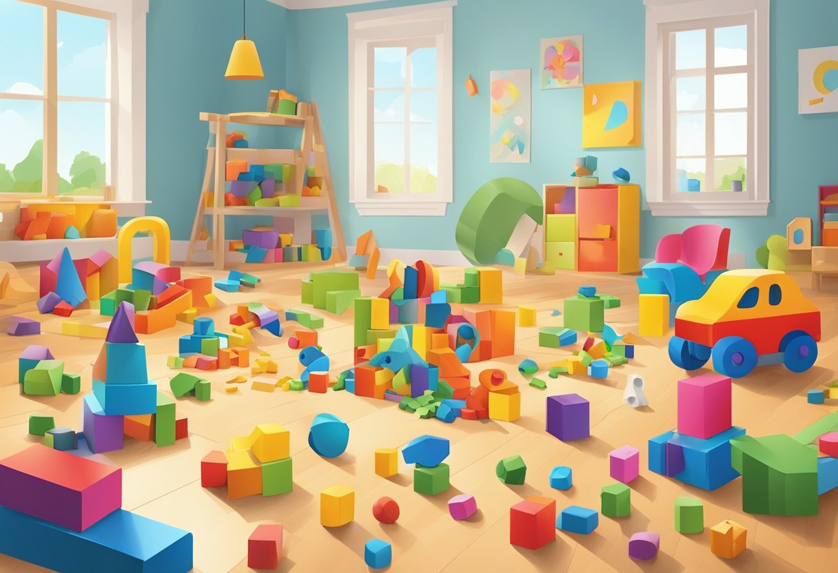 Creative Problem-Solving for Kids: Strategies for Innovative Thinking Problem-solving, creativity, creative LearningMole A group of colorful toys scattered on a bright, open floor. A child's drawing, a puzzle, and building blocks all in a playful mess, evoking creativity