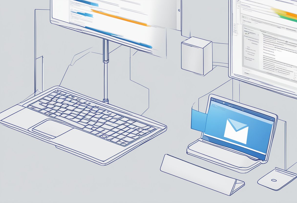 A computer screen with the Outlook email signature settings open, showing the process of adding a vertical line to the signature