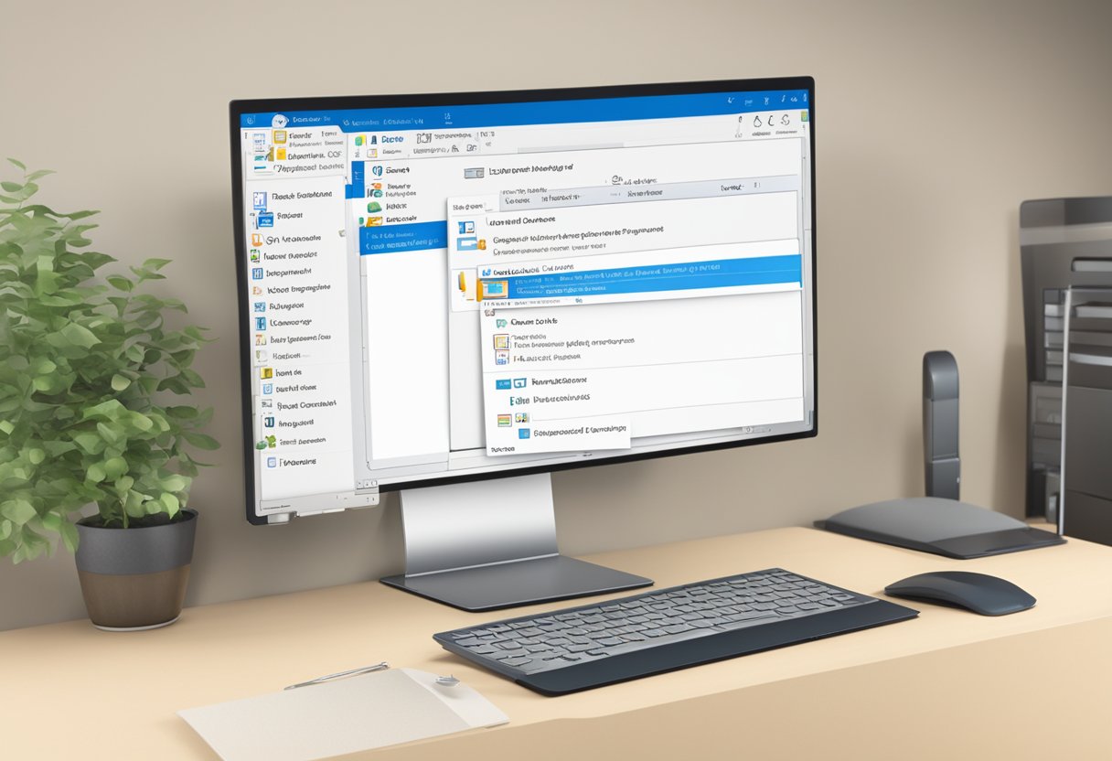 A computer screen displaying the Outlook application with a prompt asking to set it as the default email program on a Windows operating system