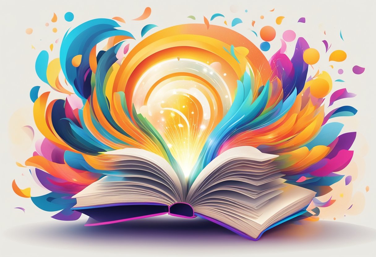 Creativity Unlocked: Activities to Spark Innovative Thinking in Everyday Life creativity LearningMole A vibrant burst of color and light emanates from an open book, surrounded by swirling patterns and abstract shapes, symbolizing the unlocking of innovative thinking