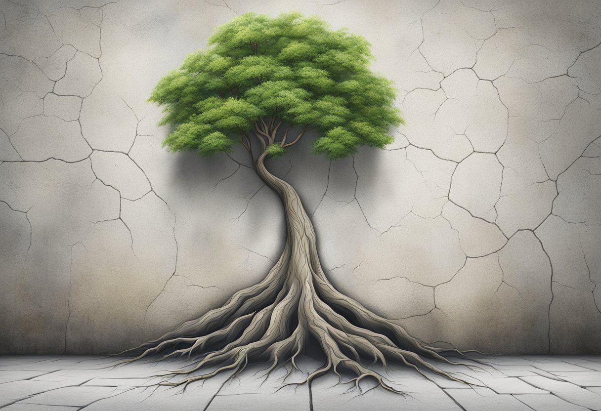 Embracing Constraints: Unleashing Creative Potential Through Limits constraints LearningMole A tree growing through a crack in a concrete wall, symbolizing adaptability and resilience in the face of constraints