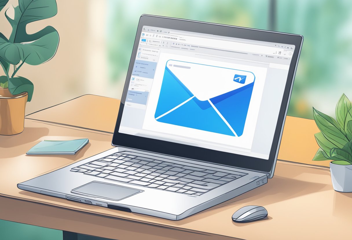 A computer screen showing the Outlook email interface with a cursor hovering over the refresh button