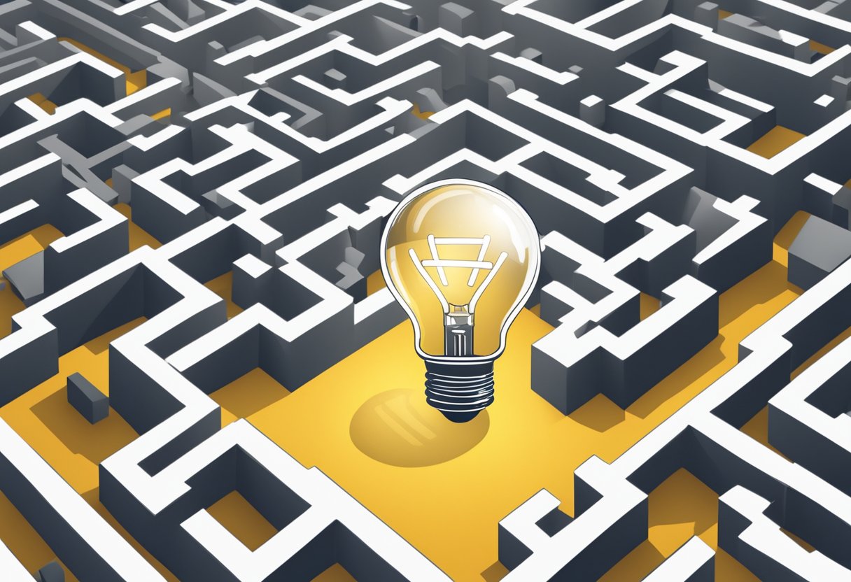 Analogical Thinking: Harnessing the Power of Comparative Reasoning for Effective Problem-Solving Analogical Thinking, problem-solving, Analogical LearningMole A light bulb illuminates a maze, symbolizing the process of generating solutions through analogies. A magnifying glass hovers over the maze, representing the act of comparing and analyzing different paths