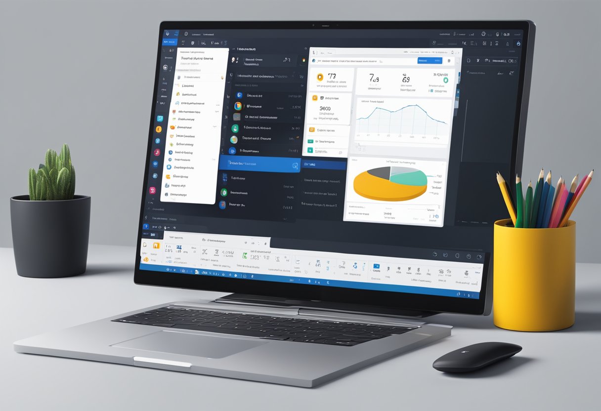 A computer screen displaying the Outlook application with a dark mode setting turned on, contrasting against the usual white background