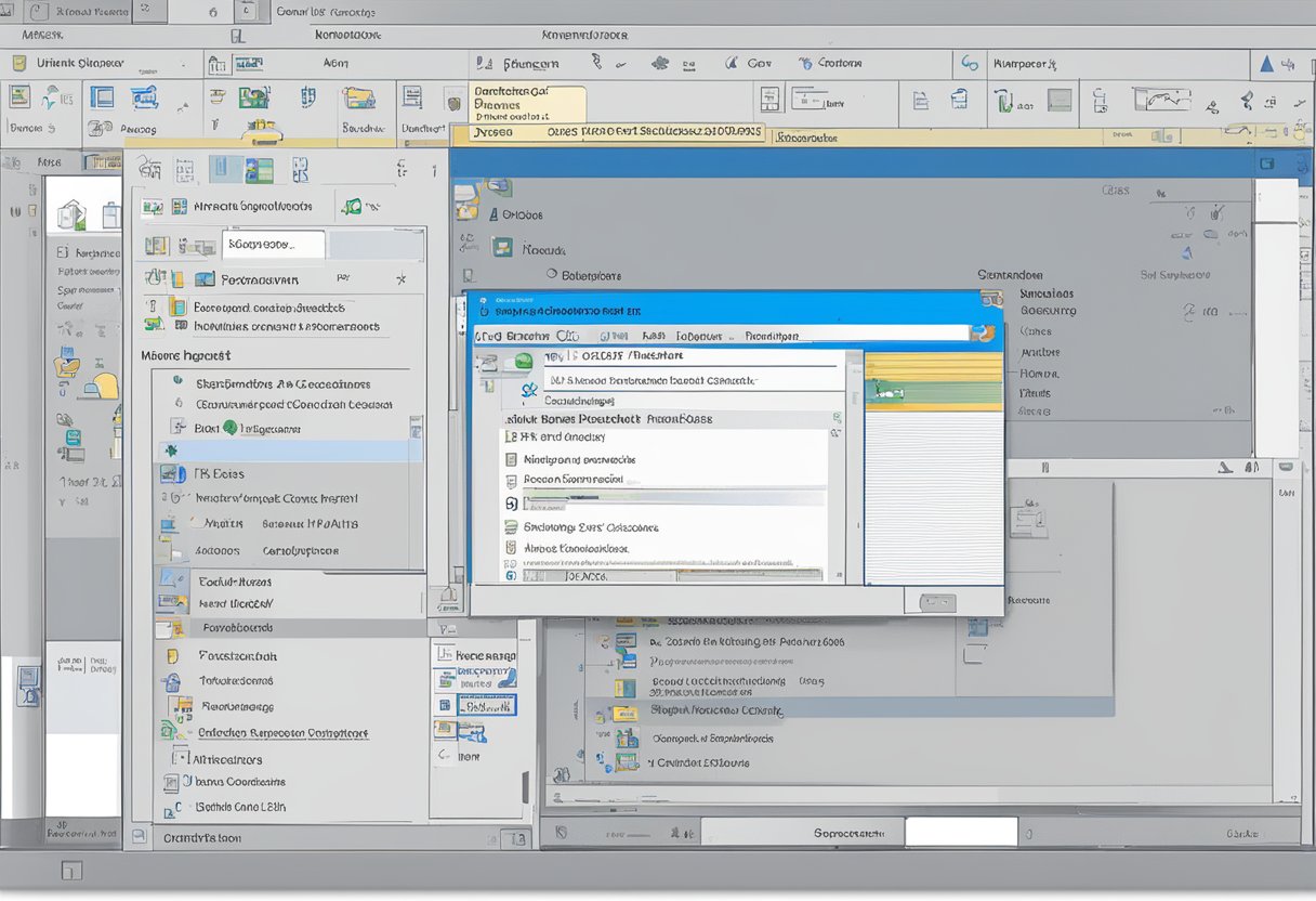 The Outlook interface is displayed on the computer screen. The mouse cursor is hovering over the "File" tab located at the top left corner of the window