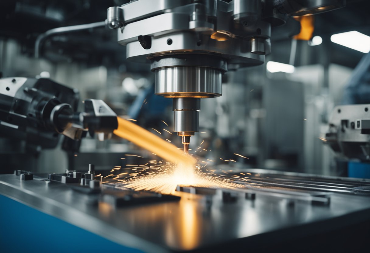 A machine injects molten plastic into a mold, creating automotive parts with precision and speed