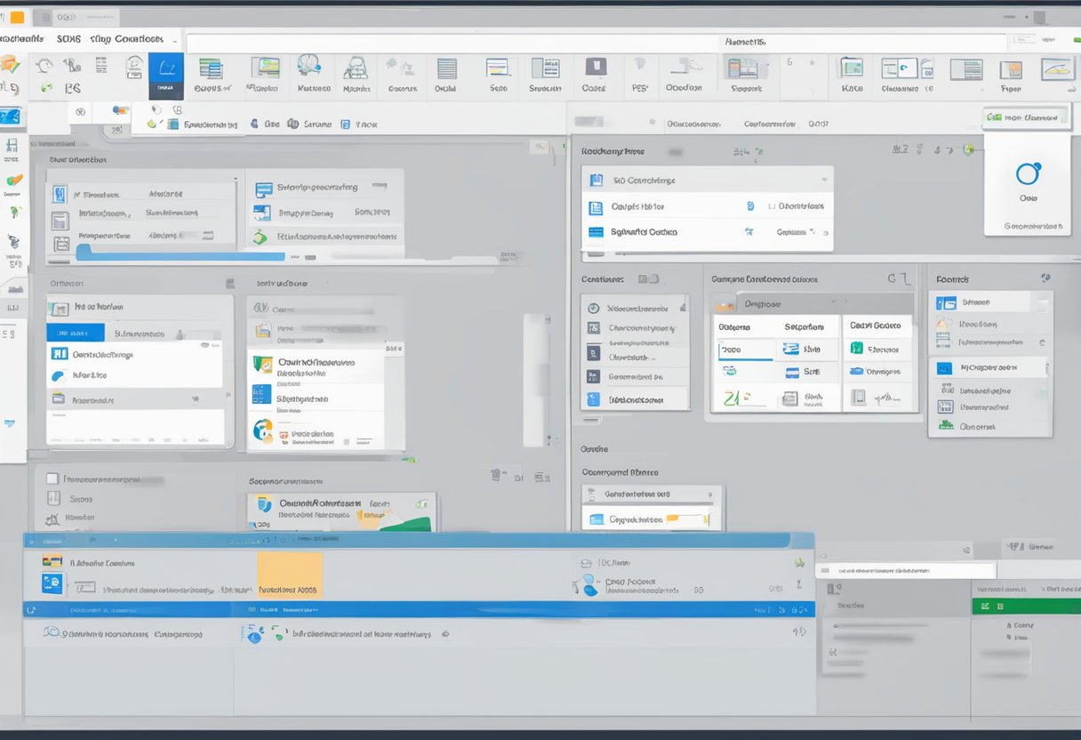 An open laptop screen displays the Outlook interface with a search bar and various icons. The version of Outlook is not specified