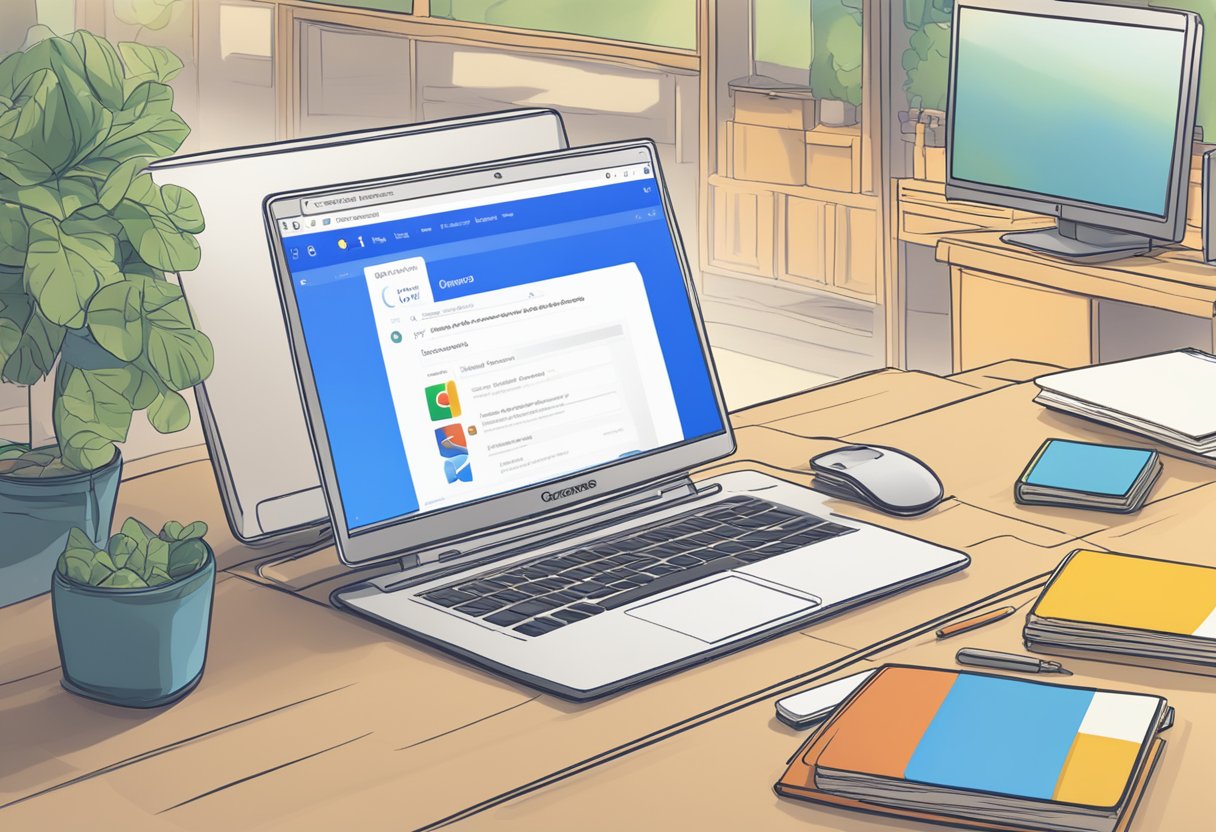 A computer screen displaying the "Settings" menu with the option to select Google Chrome as the default web browser for Outlook