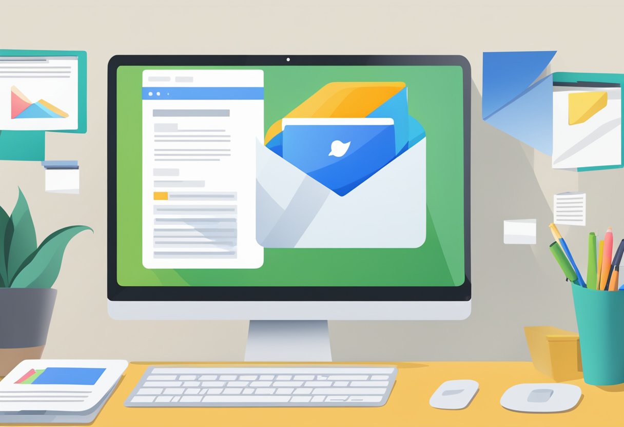 A computer screen showing the Outlook app open, with an email being pinned to the top of the inbox