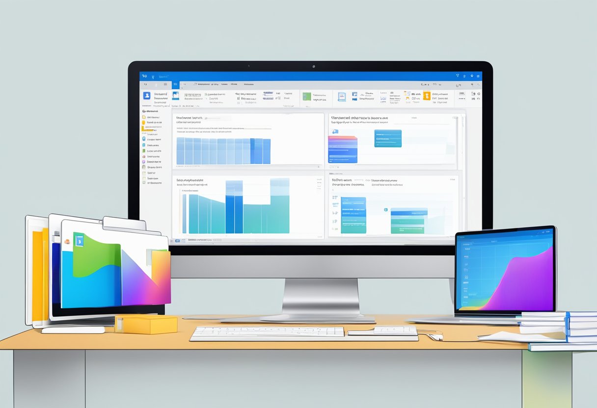 A computer screen with the Outlook app open, showing the process of deleting folders on a Mac