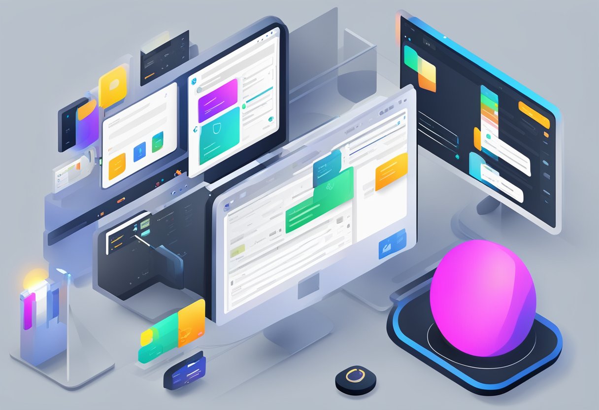 Outlook interface with bright colors, light background, and clear icons. Dark mode toggle switch in settings menu