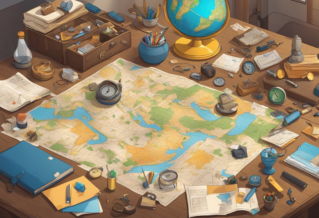The Problem-Solving Scavenger Hunt: Uncovering Innovative Solutions Through Adventure Problem-solving,scavenger hunt LearningMole A group of diverse objects scattered in a messy room. Clues and puzzles hidden among the items. A map and compass on a table