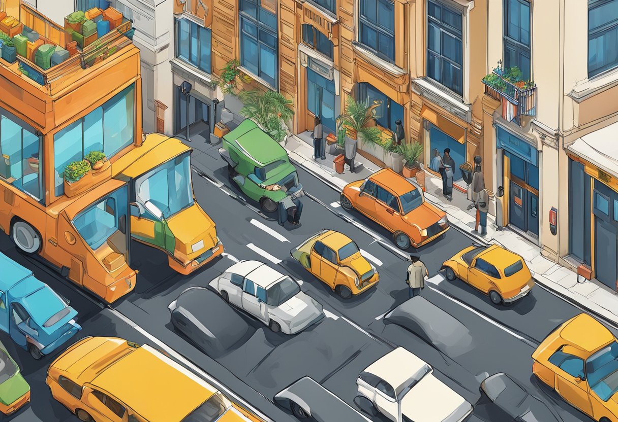 The Problem-Solving Scavenger Hunt: Uncovering Innovative Solutions Through Adventure Problem-solving,scavenger hunt LearningMole A diverse array of objects scattered across a vibrant, bustling city street. A mix of traditional and modern elements, with unexpected solutions waiting to be discovered