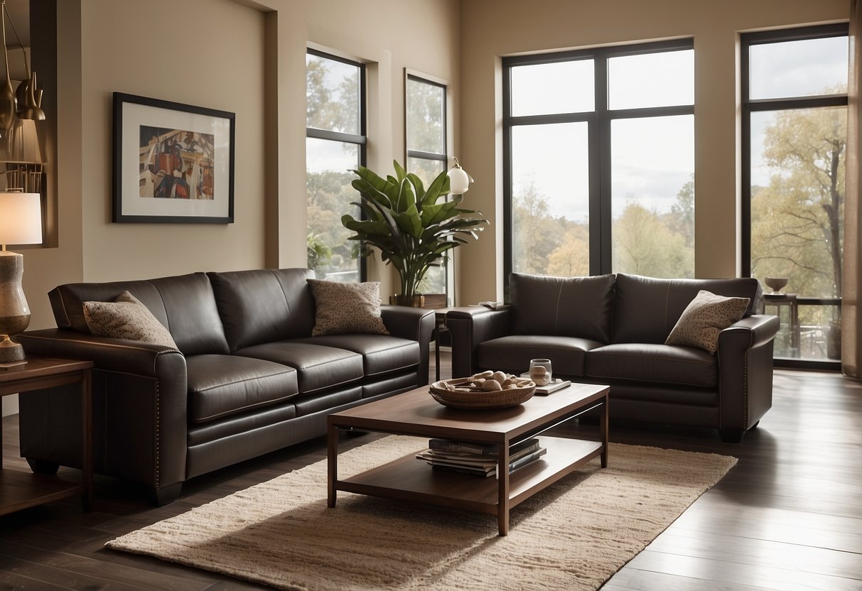 A living room with a reclining sofa on one side and a retractable sofa on the other, showcasing their differences in design and functionality
