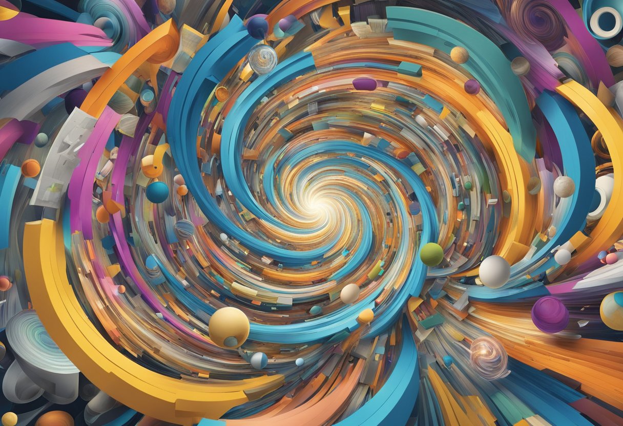 Idea Mash-Up: How Merging Unorthodox Concepts Spurs Creativity Idea Mash-Up,Ideas LearningMole A swirling vortex of diverse objects merging into a cohesive whole, representing the fusion of unconventional ideas for innovative solutions