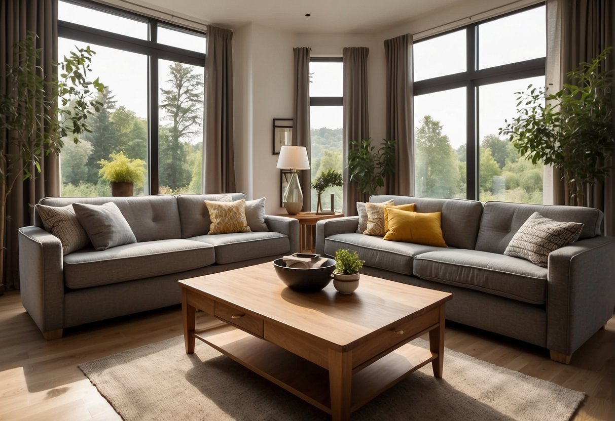 A living room with two and three-seater sofas, showcasing the differences in size and design