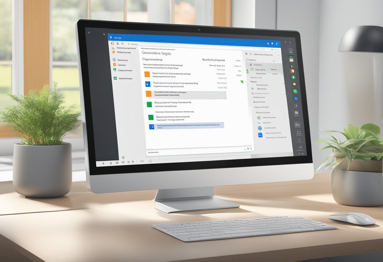 A computer screen displaying the Microsoft 365 interface with an open email security settings tab and a highlighted option to turn off quarantine in Outlook