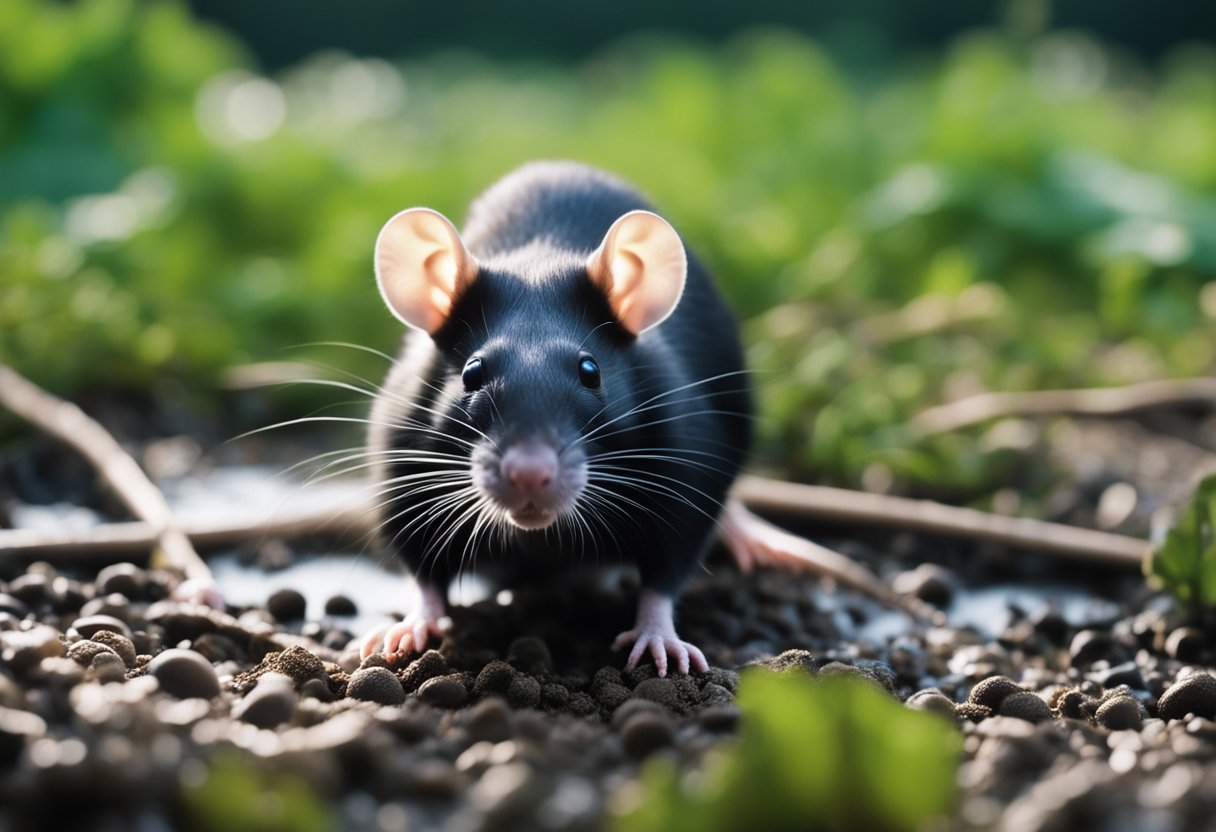 A rat carrying the leptospirosis bacteria, contaminating water and soil. A person comes into contact and becomes infected